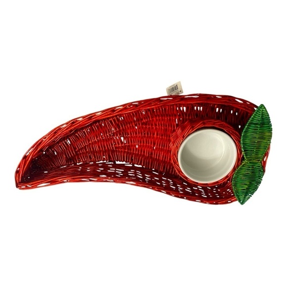 Le Gourmet Chef Chili Shaped Wicker Chip 'n Dip Basket. New - Picture 5 of 9